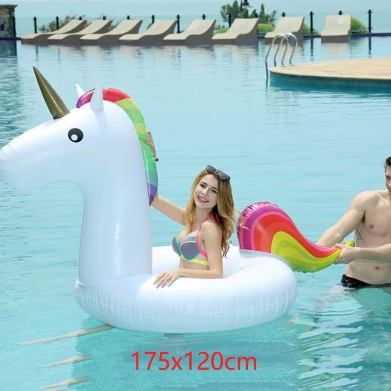 

Giant Inflatable Shiny Unicorn Pool Float Swim Ring Floating Float Gonflable Piscina Boias 90cm 120cm Child&Adult Water Toys