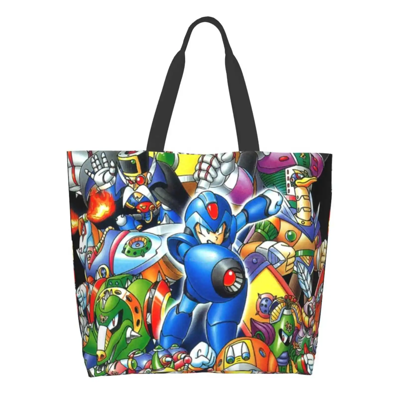 

Rockman X2 Printed Casual Tote Large Capacity Female Handbags Rockman Mega Man Rockman X Mega Man X Super Famicom Snes Video