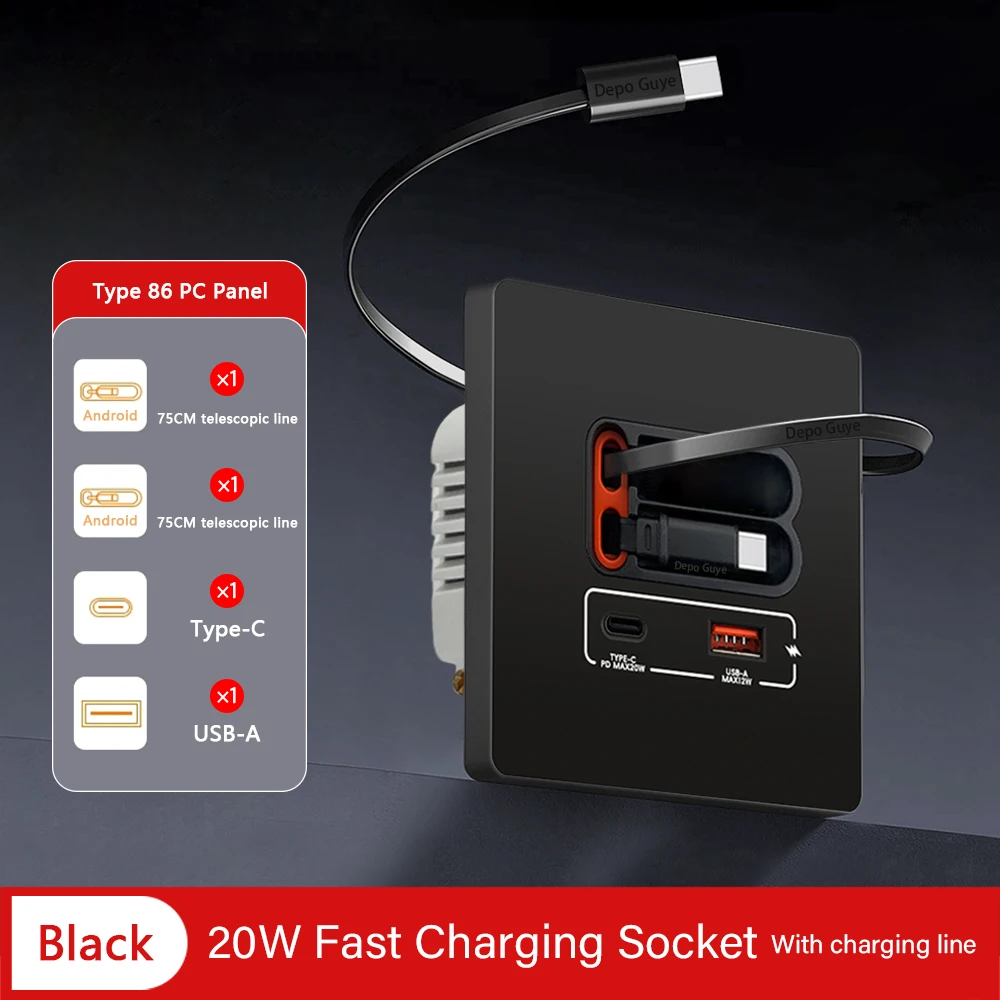 Розетка Depo Guye USB C 20Вт с двумя портами