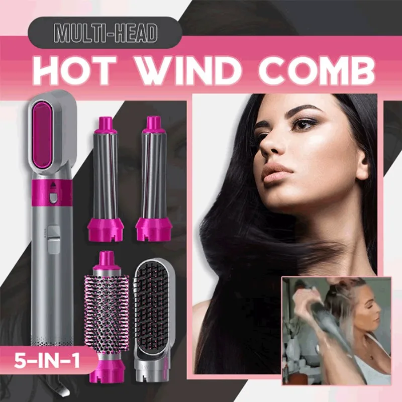 

Hair Dryer 5 in 1 Set Hot Air Comb Professional Curling Iron Hair Straightener Styling Tool Household Hair Dryer Wet and Dry