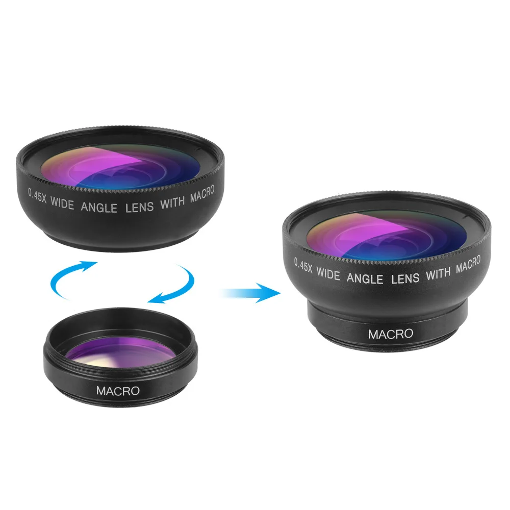 

Wide-angle Lens Beauty Function 37mm Lens Clip 1 Piece Hd Camera Lens Macro -3-6cm Macro Effect Wide Angle Mobile Phone Lens