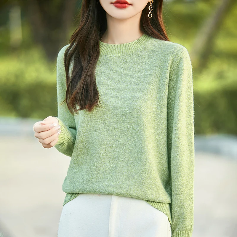 Женский свитер из 100% шерсти зимний с длинными рукавами необычные пряжи