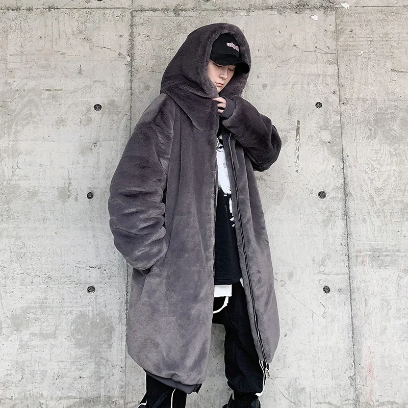 2023 Medium Length Cotton Hooded Lamb Wool Thickened Warm Cotton Coat Coat Long Loose Fit Cotton Suit Cardigan Casual Coat