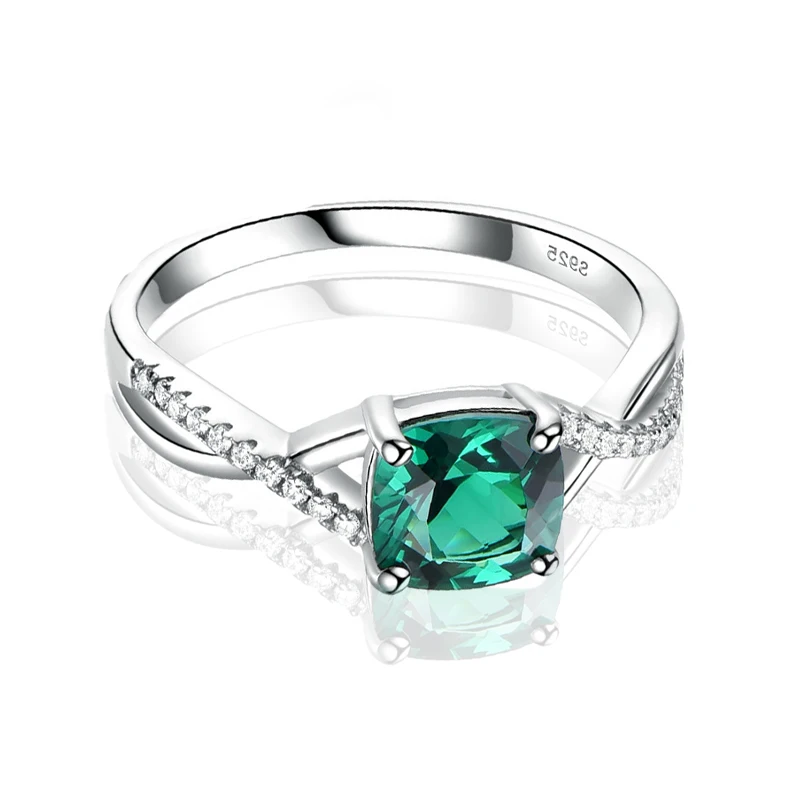

Emerald Ring 925 Sterling Silver Luxury Green Square Zircon Rings Bridal Women Wedding Engagement Fine Elegant Jewelry Gifts