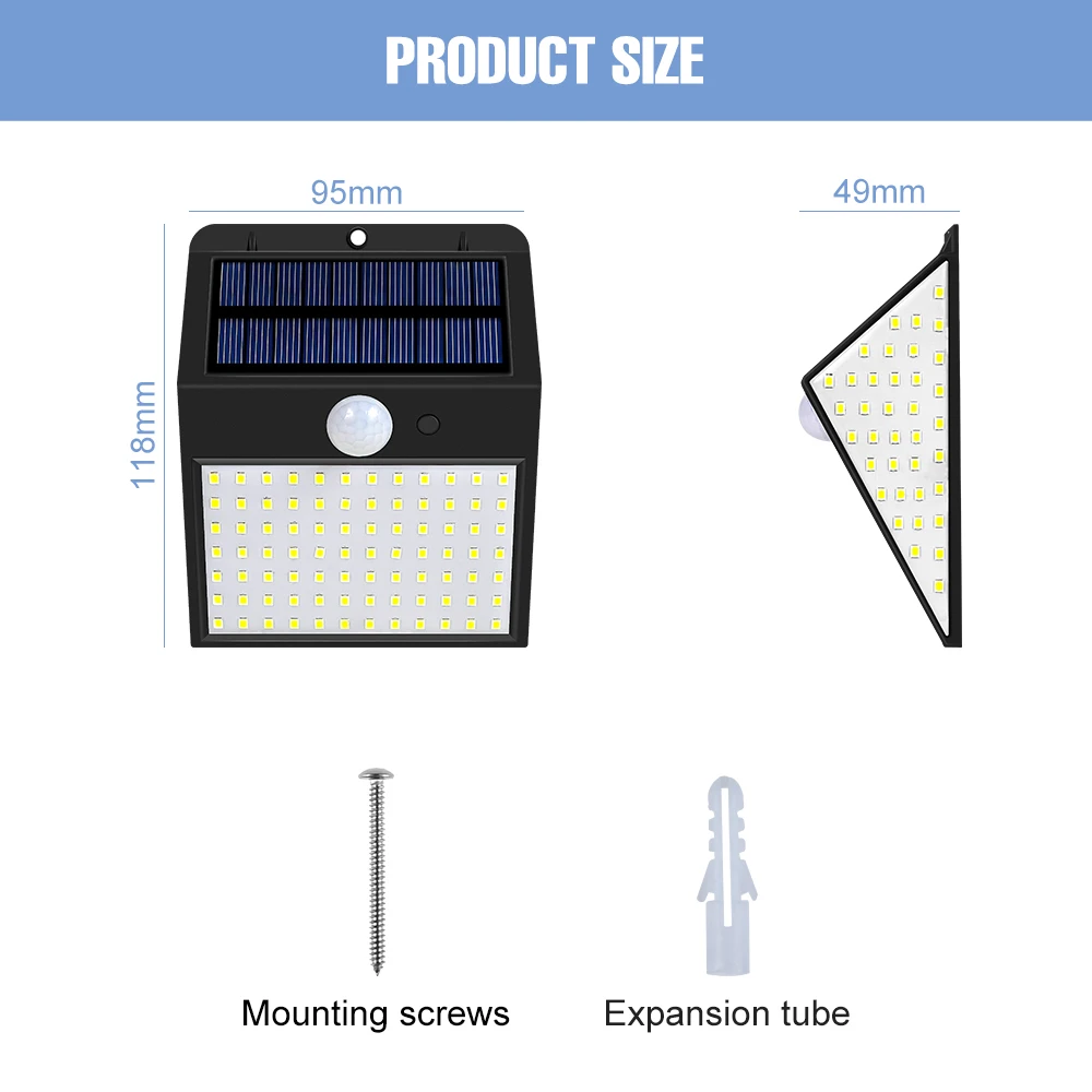 DuuToo светодиодный настенный светильник на солнечной батарее внешний с пассивным
