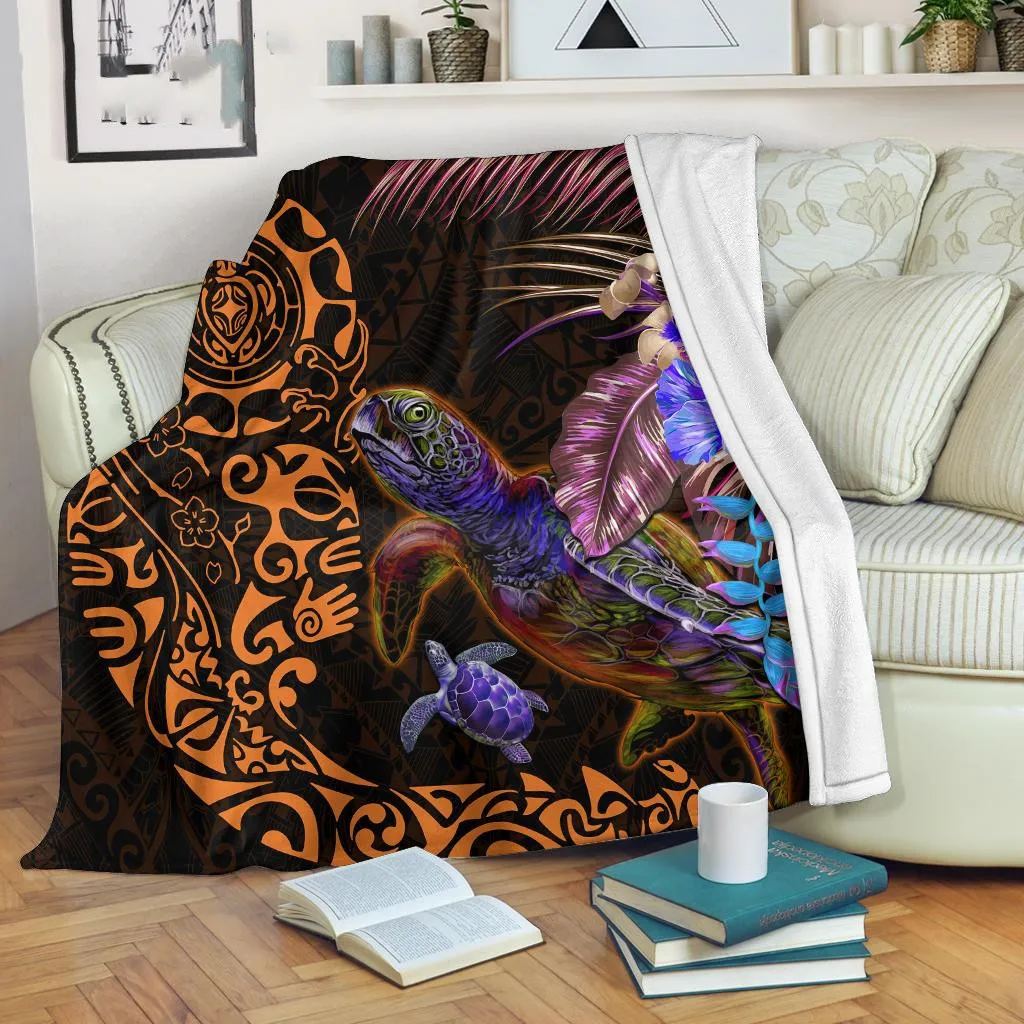 

Turtle Pattern Theme Flannel Throw Blanket Soft Lightweight Warm Funny Bedroom Decoration for Kids Adult Gift Vintage Ethnic Sea