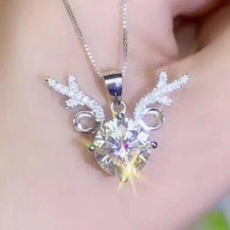 

Женское ожерелье из серебра 925 пробы с муассанитом 1 карат