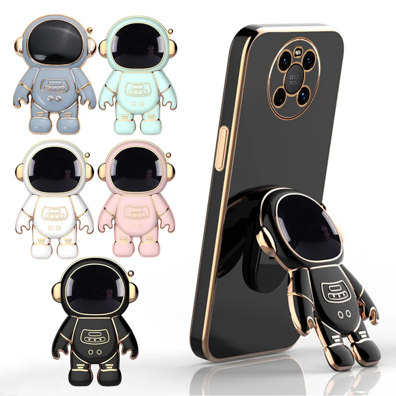 

Universal Desk Phone Holder Stand Plating Astronaut Cartoon Phone Bracket Portable Mobile Back Case Cute Hidden Kickstand Bumper