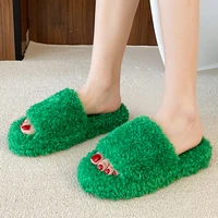 2022 new women fur slippers sexy plush soft luxurious indoor cotton slippers winter solid warm ladies bedroom home slippers