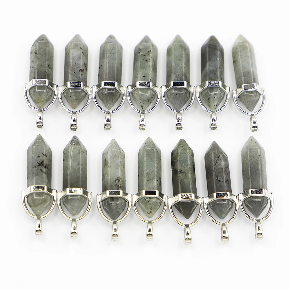 Продажа натурального высококачественного камня лабрадорит, ожерелье в форме столба рейки, модные подвески с шестиугольной колонкой, 25 шт., оптовая продажа