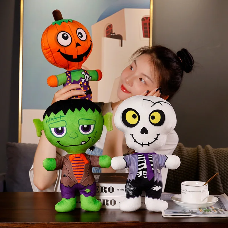 

New 1pc 30cm Kawaii Halloween Series Plush Toys Horrible Pumpkin Vampire Mummy Dolls Stuffed Soft Toy for Kids Decoration