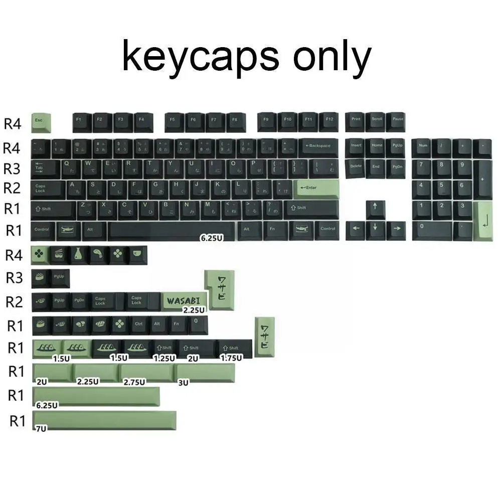 

Колпачки для ключей Kyes Gmk Wasabi, японские колпачки для клавиш Subbed Pbt 140, профиль клавиш 2.25u 2.75u 3u Enter Iso 7u S0y5