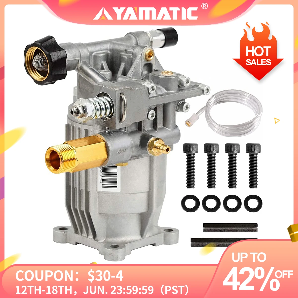 3/4 Shaft Horizontal Pressure Washer Pump Gas Engine Power W