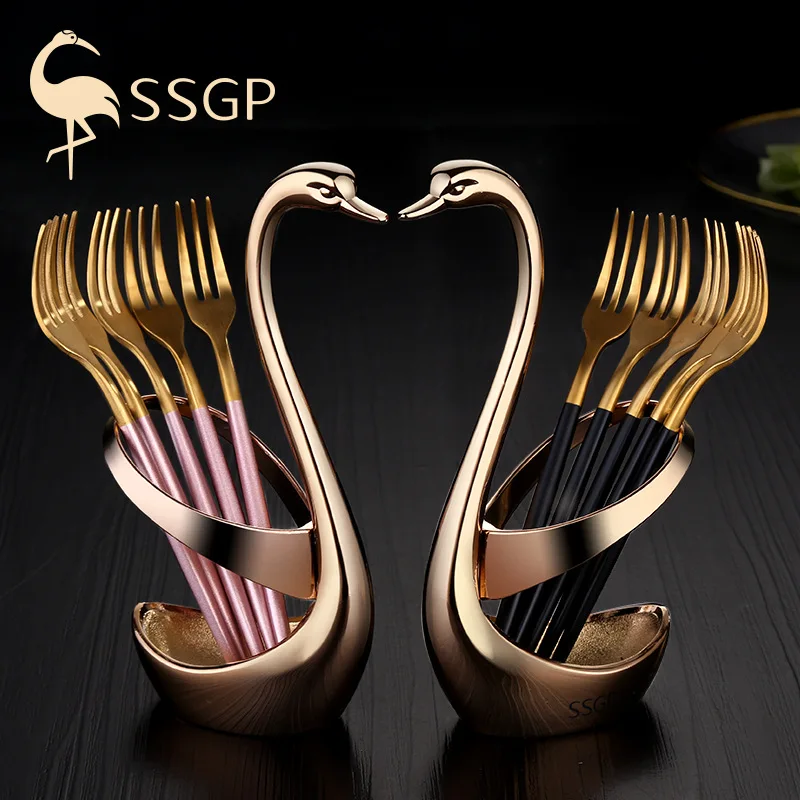 

SSGP Golden stainless steel Fruit Forks kitchen Set Cutlery Cake Dessert Fork For Snack Tableware Salad Fork dinnerware