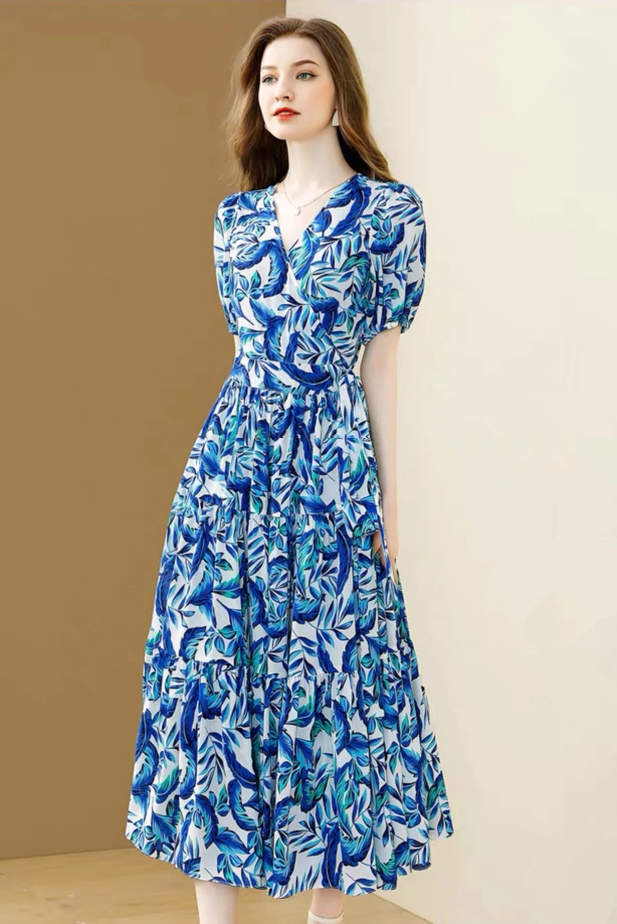 2023 spring and summer women's clothing fashion new Printed Dress 0621