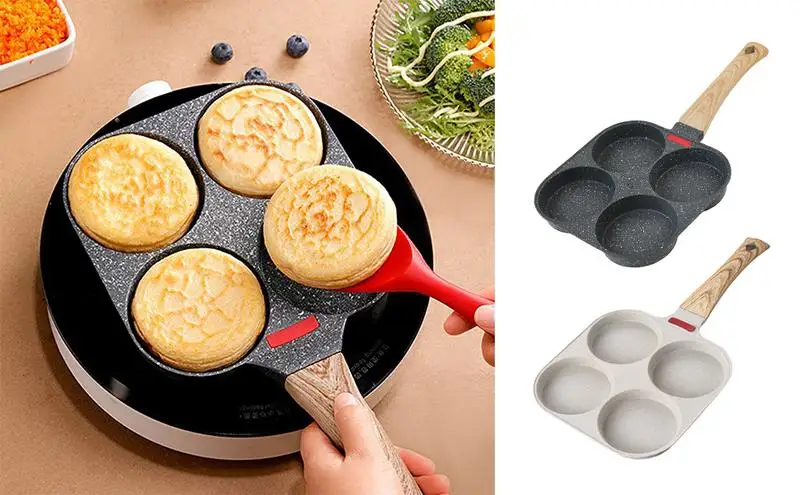 

4-Cup Nonstick Egg Cooker Pan Egg Frying Pot Pancake Pans Hamburg Bread Breakfast Maker Induction Cooker For Omelette burgers