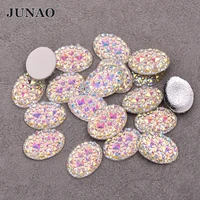 junao 1318mm 2030mm glitter crystal ab oval rhinestone flatback resin stones non sewing strass cabochons for needlework
