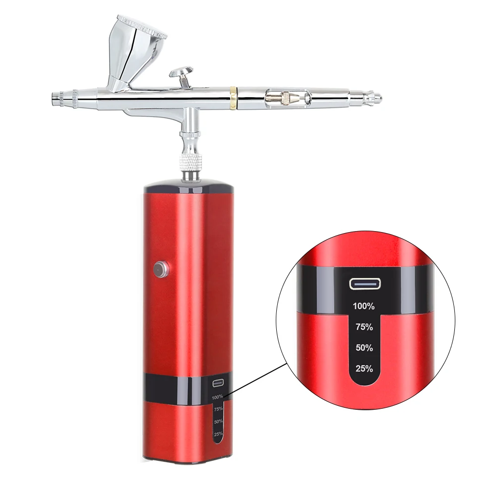 New Design Portable Pocket Wireless Airbrush With Compressor Set Easy Use Noiseless Power Display Dual Action Paint Spray Pen