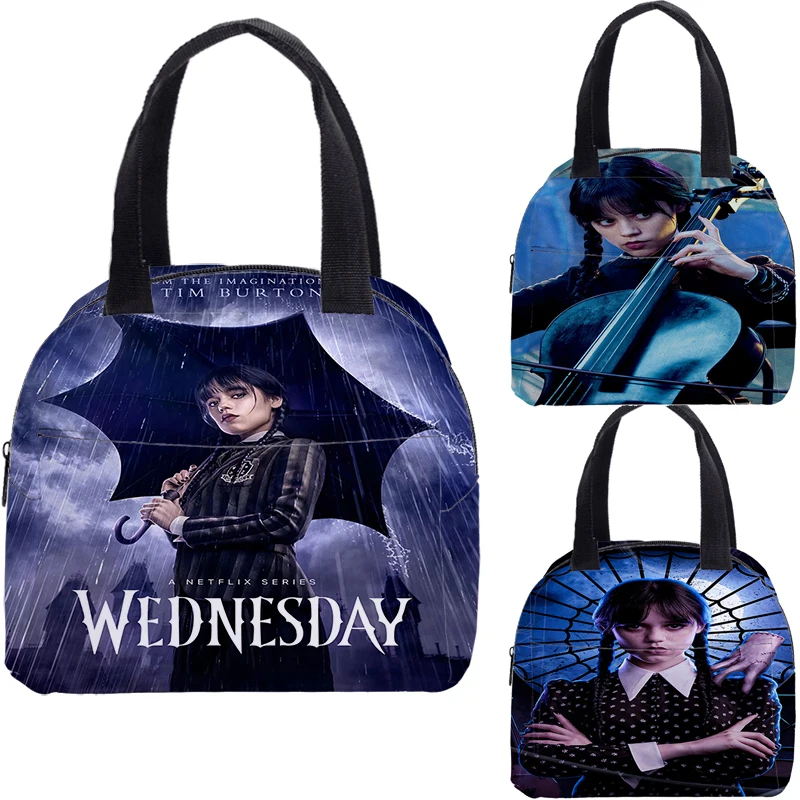 

New Wednesday Addams Lunch Bento Box Handbags Cooler Bags Thermal Insulated Pouch For Kids Children School Snacks Container