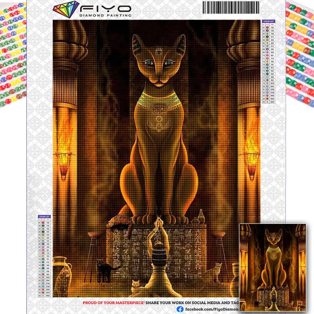 

Набор для алмазной вышивки 5d с изображением кота и Египта