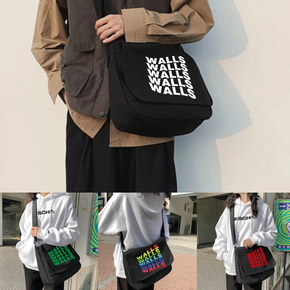 

Bag Canvas Shoulder Bags Diagonal Bag Youth Satchel Women Messenger Bags School Envelope Pouch Walls Pattern