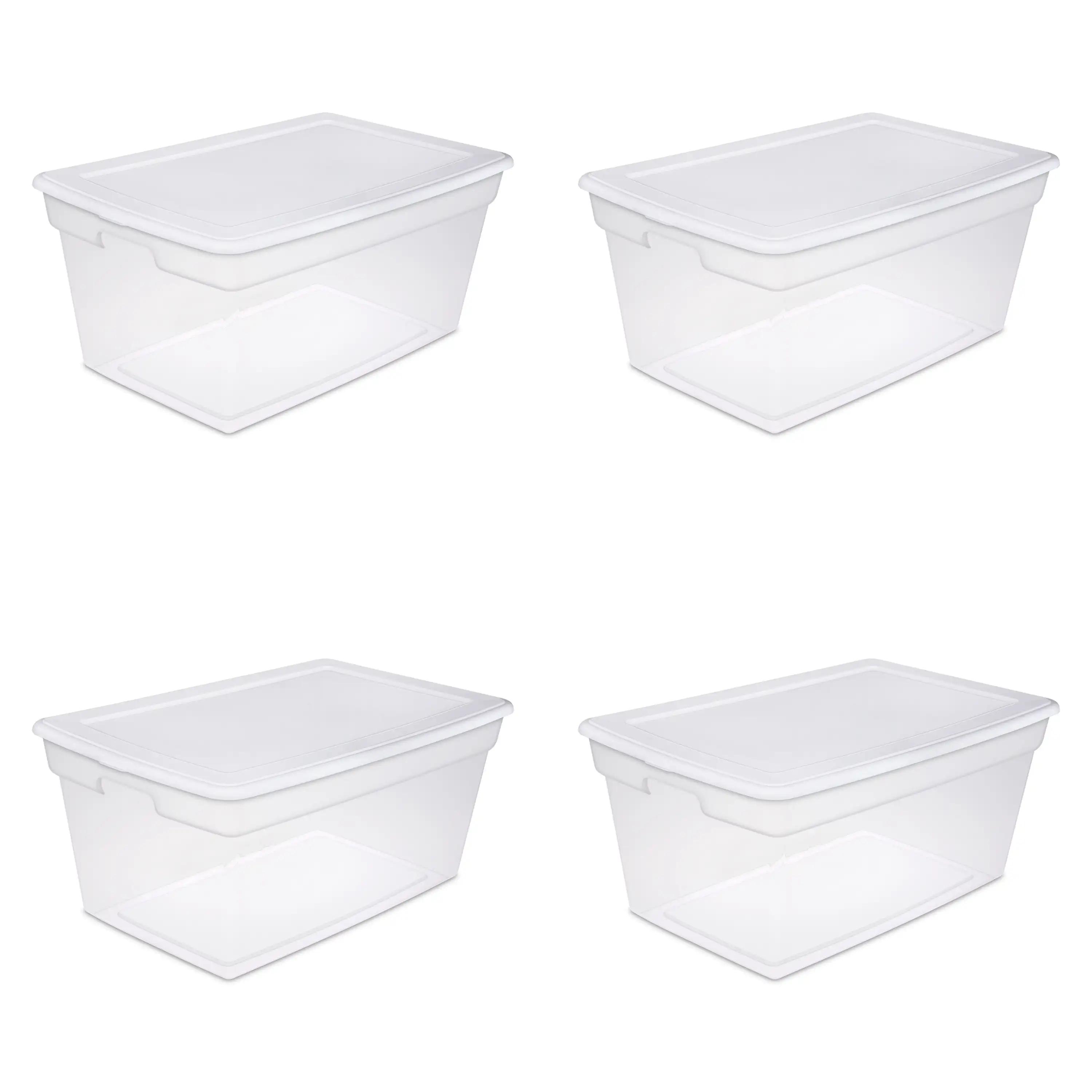 Set of 4 White 90 Qt. Plastic Storage Boxes: Spacious and Versatile Organization
