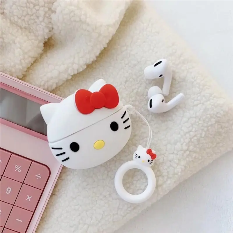 

Kawaii Cute Bowknot Hello Kitty Airpodspro Protective Cover for Apple 1 2Nd Generation Wireless Bluetooth Silicone Earphone Case