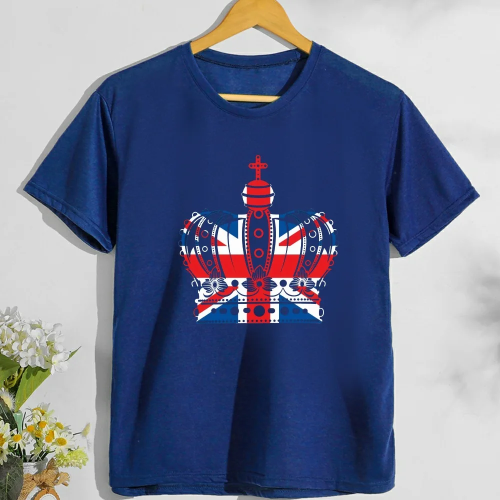 Женская футболка с принтом 70-го британского флага и короны свободная женская