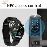 lige 2022 with ncf access control smartwatch bluetooth call men watches new waterproof clock wristwatch full touch screen box