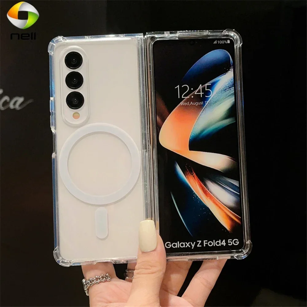 

Роскошный прозрачный Магнитный чехол MagSafe для беспроводной зарядки для Samsung Z Fold 4 5 Zfold 3 5 5G жесткий акриловый ударопрочный чехол