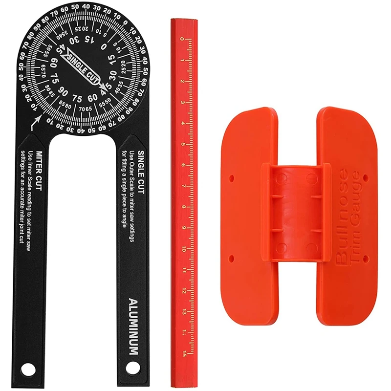 

Miter Saw Protractor,Aluminum Angle Finder with Bullnose Trim Gauge Carpenter Pencil for Miter Cuts, Carpentry, Plumbing