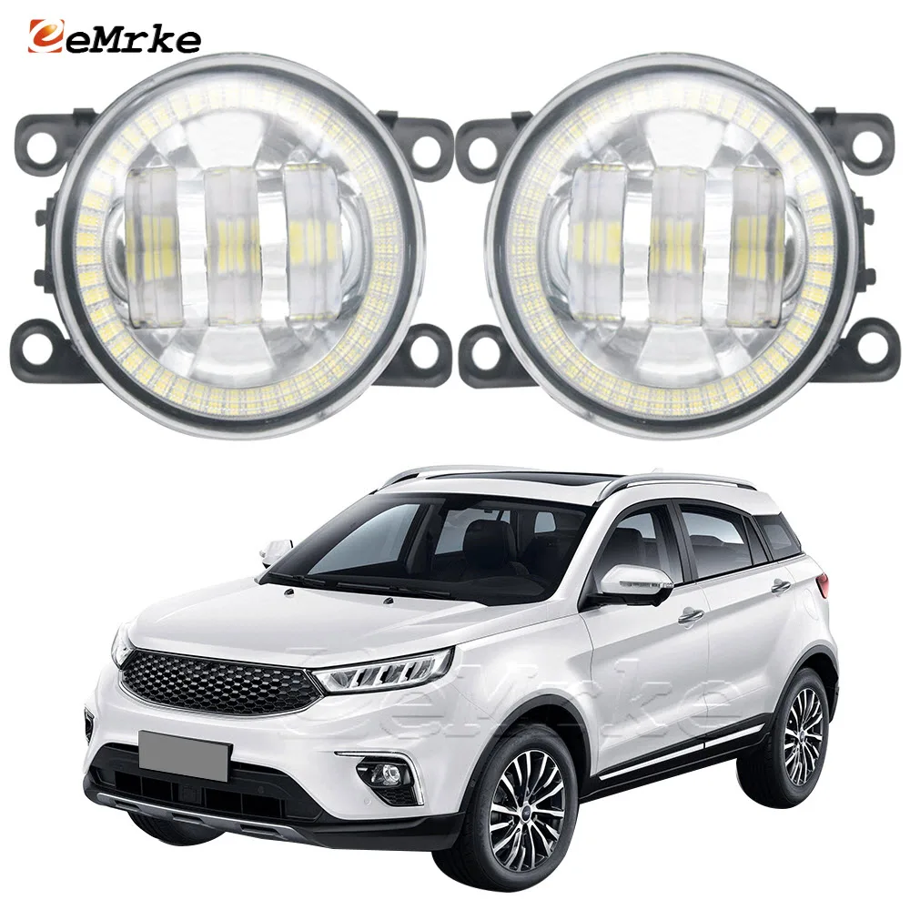 

Светодиодная Автомобильная противотуманная фара PTF в сборе для Ford District CX743 2018 2019 2020 2021 2022 ангельские глазки DRL диафрагма дневные ходовые огни