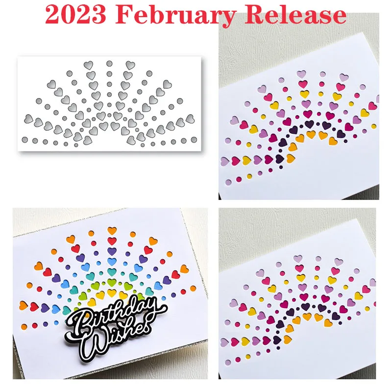 Блестящая арка в форме сердца февраль 2023 выпуск металлические Вырубные штампы украшение для скрапбукинга рукоделия Diy альбом шаблон декоративная модель