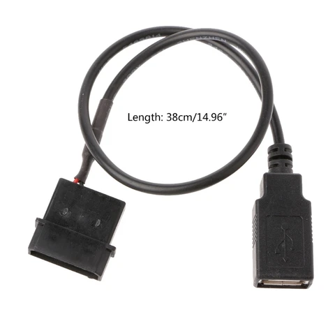 USB кабель питания Molex 5В черный 30см