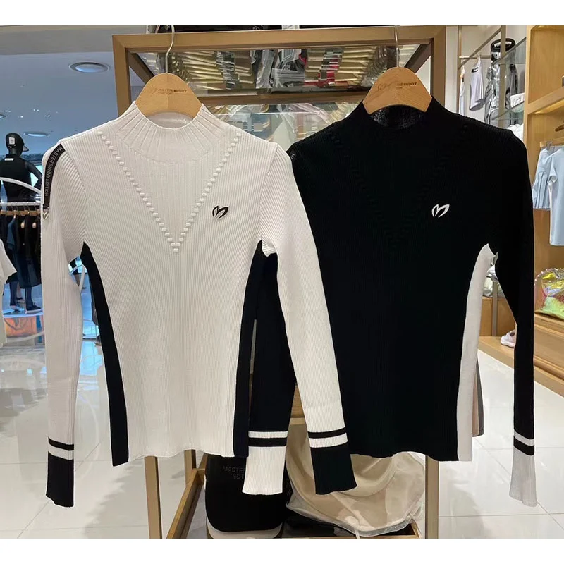 

W122419 Women's W122419 Warm Wear Long-sleed Golf Sweaters Golf Kit-Tops, Dcontrast knit Pulover, autumn and winter