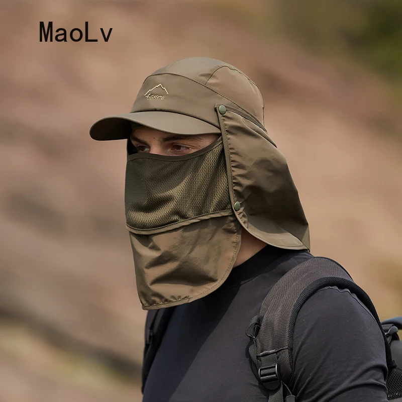 Летняя Защитная бейсбольная шапка Мужская съемная защита лица шеи откидной