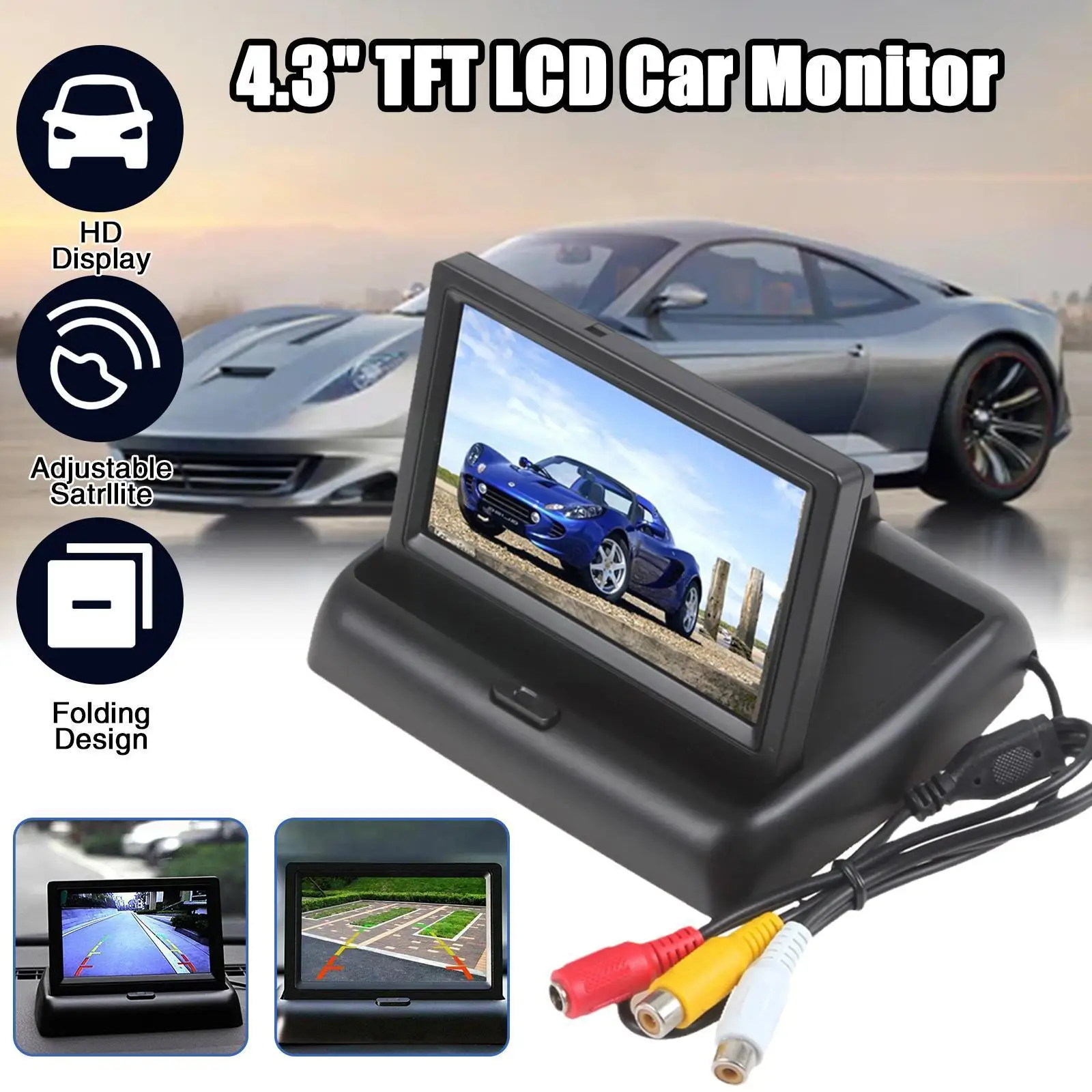 

4.3 Inch Tft Lcd Screen Car Monitor Rearview Reverse Monitor 2-channel With Optional Parking Input,camera Video U2l5