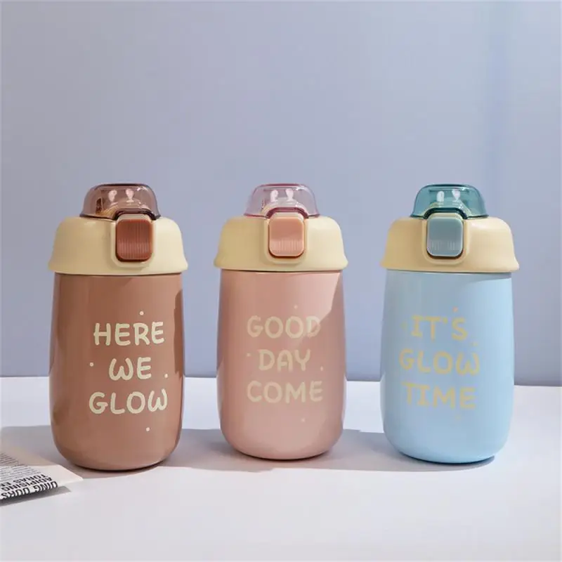 

400ml Stainless Steel Thermal Water Bottle For Children Cute Cartoon Thermos Mug With Straw Leak-Proof Insulated Cup Drinkware