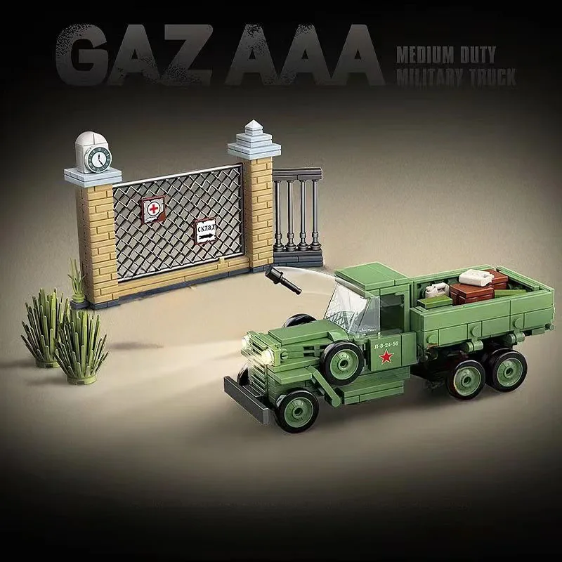 Miltary WW2 газ ААА грузовик блок DIY мировая война советская модель автомобиля строительные кирпичные игрушки для мальчиков детей