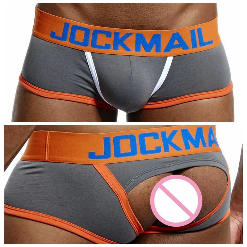 JOCKMAIL Gay Sexy Boxer Briefs Open Back Sissy Men's Underwear party crotch pants boys underpants cotton low waist trunks |