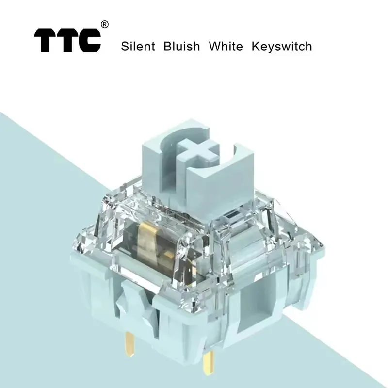 Фото TTC Silent Blueish White Switch Mute Тактильная механическая клавиатура 3-контактный 42 Gf Двойной позолоченный пружинный SMD RGB Двойные выключатели отключения звука №2