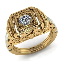 european and american unisex golden engarving pattern inlaid crystal rhinestone ring for men women party jewelry