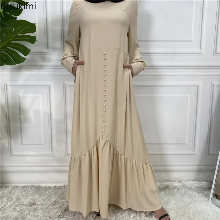 2024 модное платье Абая-хиджаб для женщин мусульманское лоскутное на шнуровке с