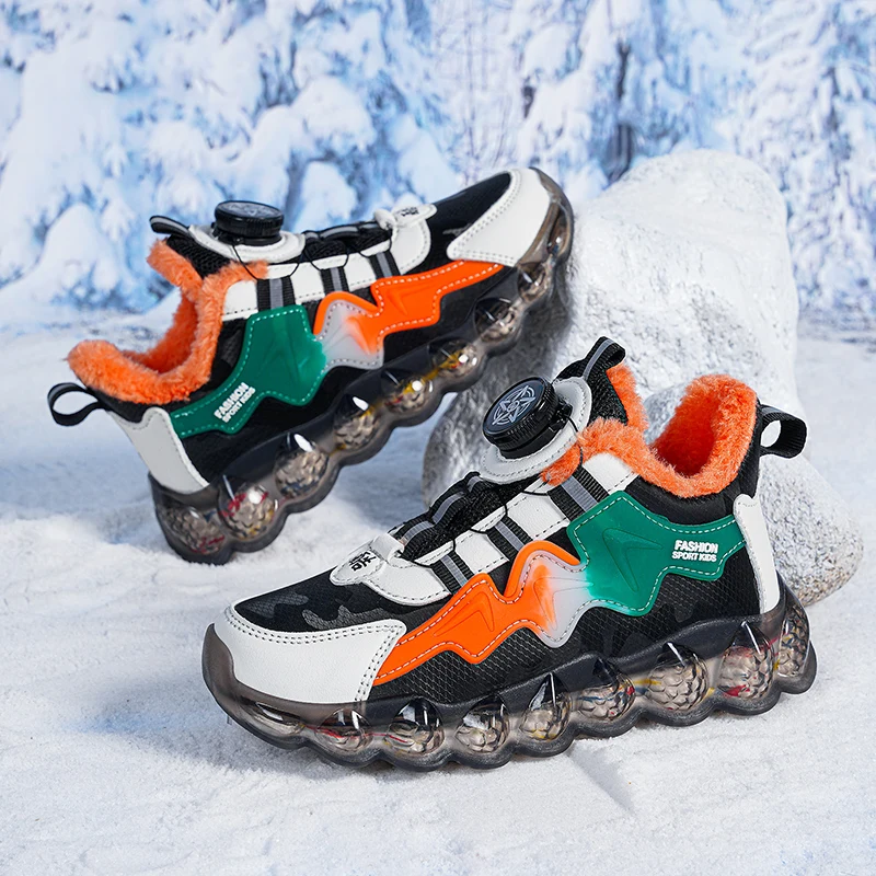 

Детская обувь, кроссовки для мальчиков, новинка 2023, зимние дизайнерские Детские кроссовки из хлопка, теплая плюшевая спортивная обувь для школьного тенниса для мальчиков