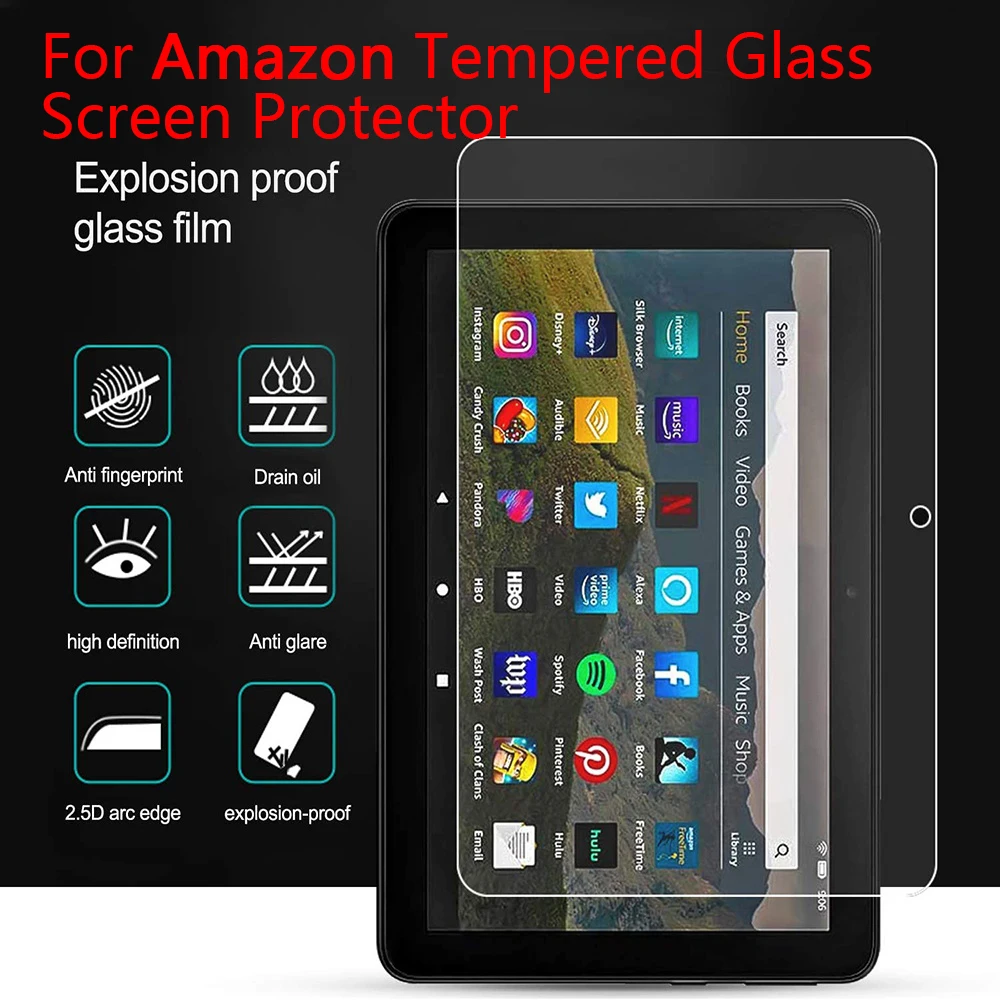 Tempered Glass Screen Protector for Kindle Fire 7 2022 HD 7 8 2020 2019 2018 2017 2016 2015 HD 10 2021 11th Tablet Film