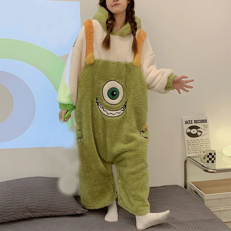 Sweet Hooded Onesies Women Winter Warm Loose Pajamas Set Girls Kawaii Animal Kigurumi Nightwear Pyjamas Jumpsuit Cute Homewear