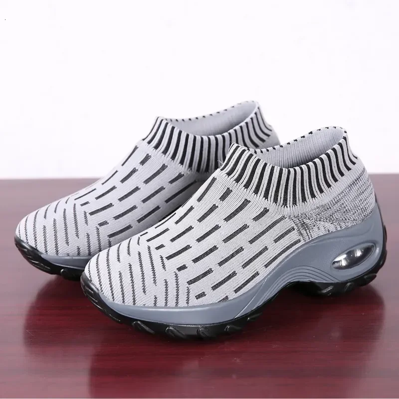 

Tennis Shoes Ladies Wedge Platform Sneakers Comfortable Breathe Mesh Trainers Slip On Sock Footwear Walking Shoes Wedges