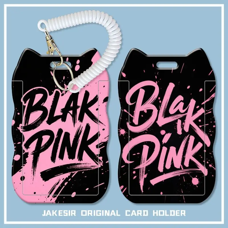 Фото Портативный защитный чехол для карт BLACK PINK, обложка для удостоверения личности, милый коллекционный футляр для повседневного ношения студентами. №2