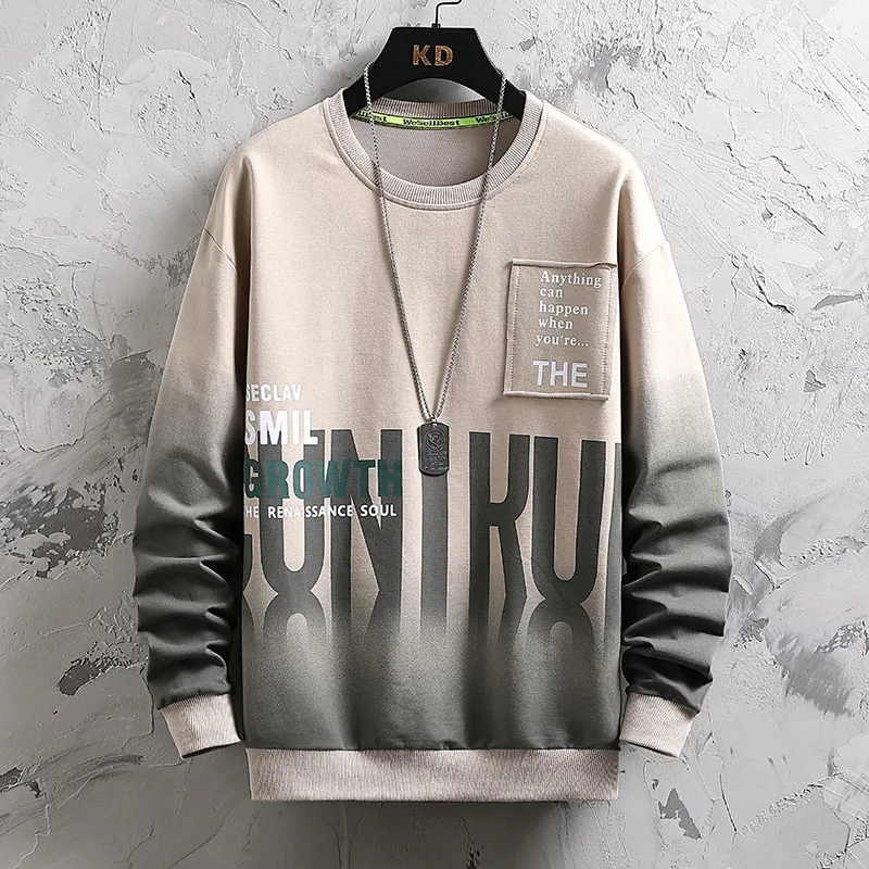 

2022 new spring fashion Harajuku sweater Korean version trend streetwear men's printing casual simple pullover men's jacket