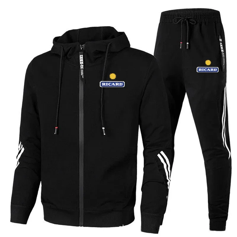 

2022 Men Fashion Tracksuit Spring Autumn RICARD Sweatshirt +Sweatpants Tracksuit Set Men New Patchwork Slim Fit Sweat Suits
